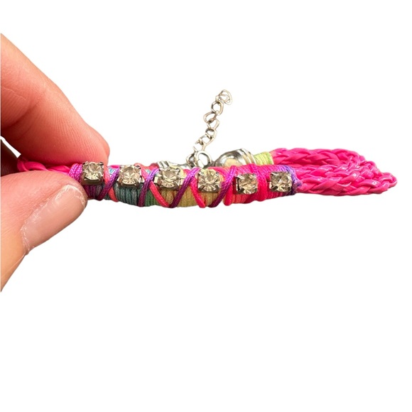 Hot Pink Braided Punk Woven Bracelet - Picture 2 of 6